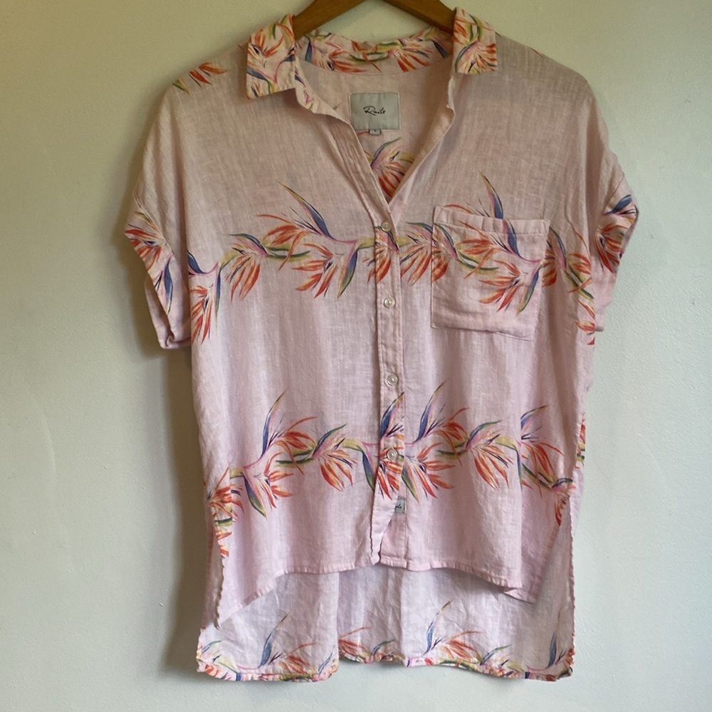 Rails Jamie Shirt Hawaiian Print Women’s Size Small Linen Blend